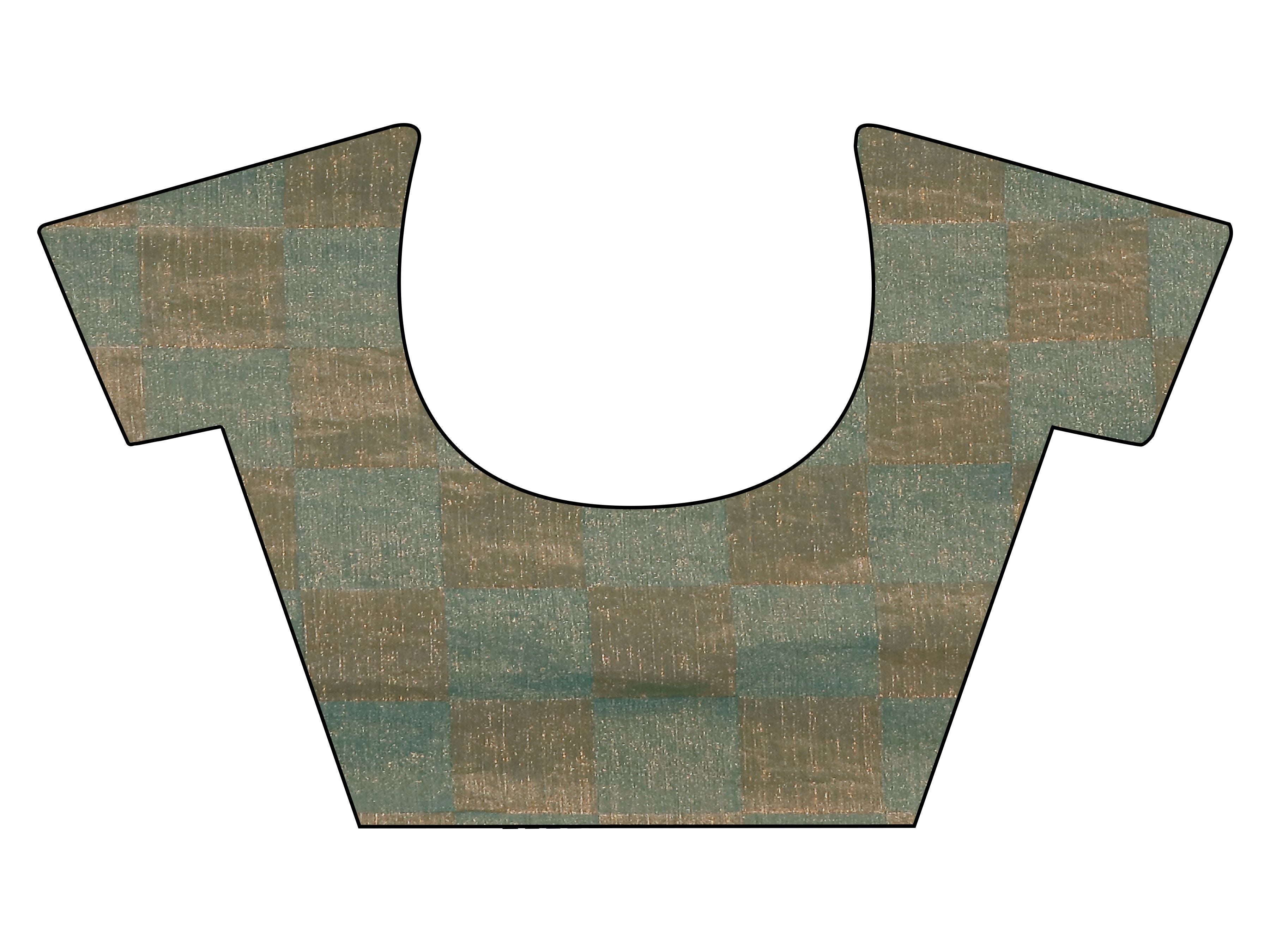 Checks pattern two tone green & golden colored designer saree with swaroski border